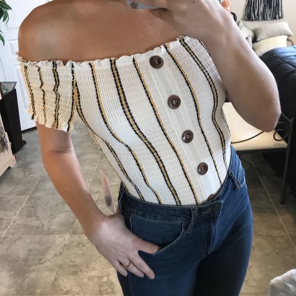 Orange Kiss Tops - NWT Off The Shoulder Smocked Top